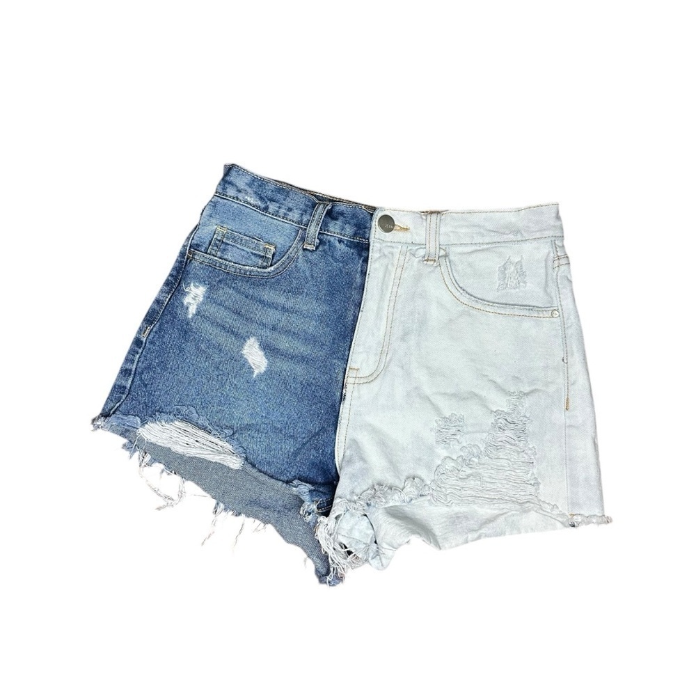 Nasty Gal 2 Tone Wash Raw Hem Jean Shorts Size 6